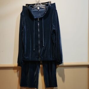 Cable & Gauge Navy Velour Track Pants & Jacket Set